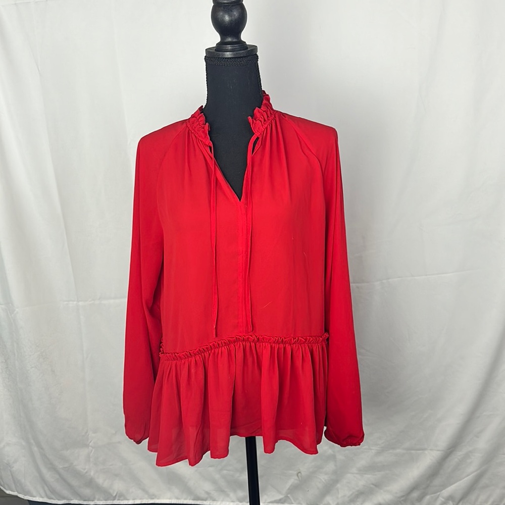 Loft Women’s Long Sleeve Red Blouse
